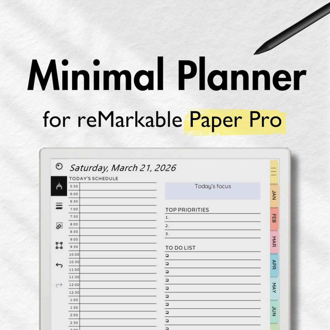 Planner for Remarkable Paper Pro, Daily Planner for Remarkable ...