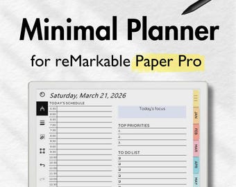 Planner for reMarkable Paper Pro, Daily Planner for reMarkable, Templates for reMarkable, To Do, Calendar, Notes, Finances, Project, Agenda