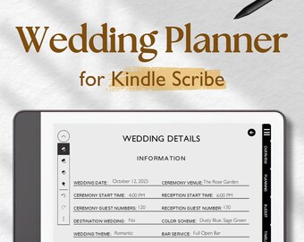 Wedding Planner Kindle Scribe, Wedding Template, Kindle Scribe Template, Itinerary, Wedding Budget, Wedding Guest list & Seating, Honeymoon
