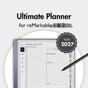 Daily Planner for reMarkable 2, 2027 Planner for reMarkable, Templates for reMarkable, Ultimate Planner, To Do, Calendar, Finances, Project