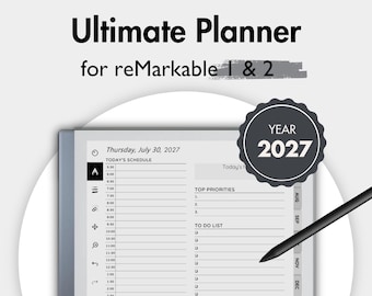 Daily Planner for reMarkable 2, 2027 Planner for reMarkable, Templates for reMarkable, Ultimate Planner, To Do, Calendar, Finances, Project