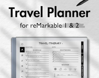 Travel Planner for reMarkable 2, Travel Journal, Trip Planner, Vacation Planner, Travel Notebook, Travel Itinerary, Packing Checklist