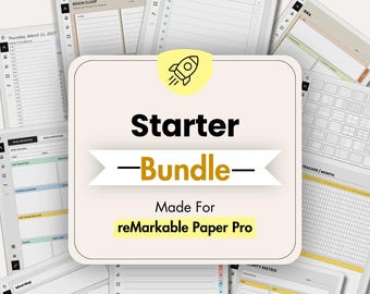 Starter Bundle for Remarkable Paper Pro, Daily Planner Digital Goal Planner Habit Tracker To Do List Template Productivity Journal Notebook