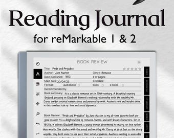 Journal de lecture pour reMarkable 2, modèle pour reMarkable, critique de livre, journal de lecture, suiveur de lecture, agenda de lecture, journal de suivi de livre