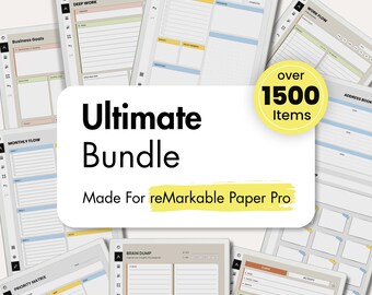 Ultimate Bundle for Remarkable Paper Pro, All in One Planner Bundle Productivity Life Templates Digital Bundle Pack