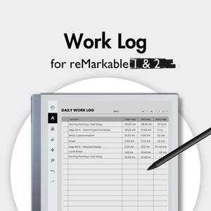Work Log Template für reMarkable 2, Arbeitszeit-Tracker, Arbeitsstunden Tracker, Time Tracker, Aufgabenverfolgungs-Vorlage für reMarkable 2