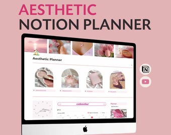 Planner Notion rosa Modello Notion Planner di vita Modello estetico Notion Planner Notion Modello di planner Notion digitale Tutto in uno Notion