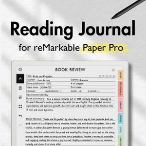 Diario di lettura per reMarkable Paper Pro, Modelli per reMarkable, Recensione di libri, Registro di lettura, Tracker di lettura, Pianificatore di lettura, Tracker di libri