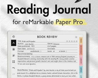 Reading Journal for reMarkable Paper Pro, Templates for reMarkable, Book Review, Reading Log, Reading Tracker, Reading Planner, Book Tracker