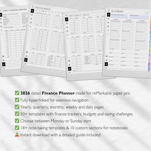 Finance Planner for reMarkable Paper Pro, Budget Tracker for reMarkable, Finance Tracker, Paycheck, Spending Tracker, Expense Tracker,Saving image 2