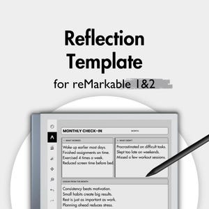 Reflection Template for Remarkable 2, Personal Planner Goal Setting, Habit tracker, Progress Tracker Self Planner Routine Tracker