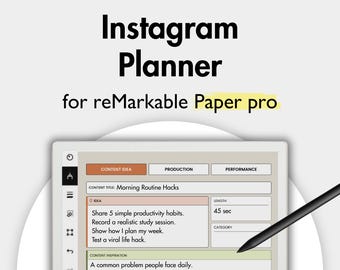 Planificador de Instagram para Remarkable Paper Pro, plantillas para Remarkable, planificador de creadores de contenido, planificador de redes sociales, plantilla de contenido
