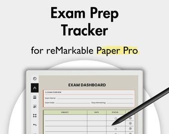 Exam Prep Tracker for reMarkable Paper Pro, Academic Student Planner Exam Tracker Study Organizer Templates School College Planner