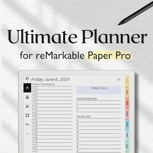 Planner per reMarkable Paper Pro, Planner 2025 per reMarkable, Modelli per reMarkable, Da fare, Calendario, Note, Finanze, Progetto, Agenda