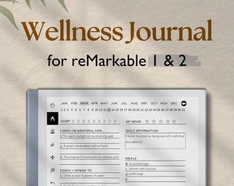 Wellness Journal for reMarkable 2, Daily Journal, Self Care Planner, Mindfulness Planner, Gratitude, Healing Journal Template for reMarkable