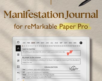 Manifestation Journal for reMarkable Paper Pro, Manifesting Journal, Law of Attraction, Spiritual, Gratitude, Wellness Affirmation