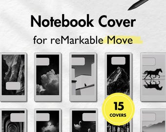 Notebook Covers for reMarkable Move, Monochrome Cover Bundle for reMarkable Paper Pro Move, Notebook, Templates for reMarkable