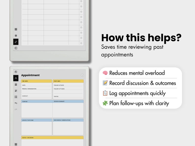Appointment Log Template for Remarkable Paper Pro, Templates for ...