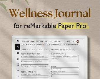 Wellness Journal for reMarkable Paper Pro, Daily Journal, Self Care Planner, Mindfulness Planner, Gratitude, Healing Journal Template