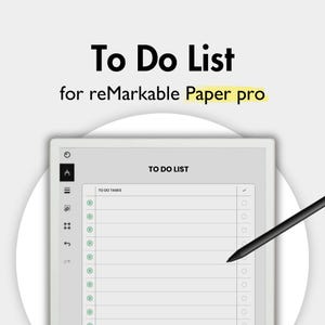 May include: A digital tablet showing a "To Do List" interface, with the words "To Do List" at the top. A stylus is present, indicating note-taking or task management. The text "for reMarkable Paper pro" is also visible on the screen.
