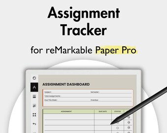 Assignment Tracker for reMarkable Paper Pro, Academic Student Planner Assignment Organizer Template Student Homework Planner