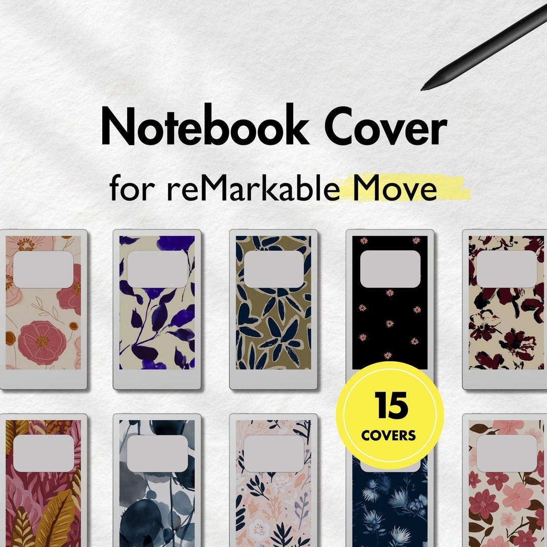Remarkable Notebook Case Notebook Covers for Remarkable Move, Floral Cover Bundle for Remarkable ...