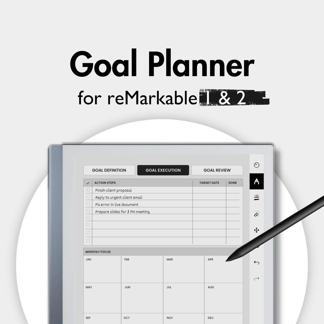 Goal Planner for Remarkable 2, Template for Remarkable, Goal Template ...