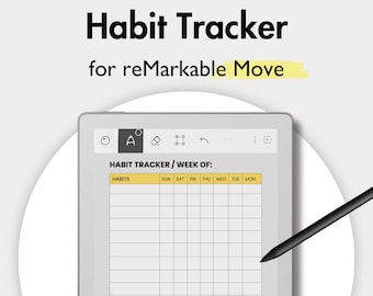 Habit Tracker Template for reMarkable Move, Monthly Habit Tracker Weekly Habit Template Habit Log Goal Tracker Routine Tracker Daily