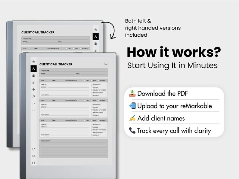 Basic Call Tracker Sample Call Tracker for Remarkable 2, Templates for Remarkable, Call Log Phone ...