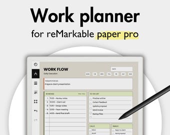 Work Planner For Remarkable Paper Pro, Templates For Remarkable, Work Schedule Template Checklist Work Day Organizer, To Do List Daily