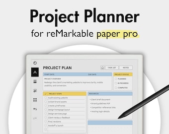 Project Planner for reMarkable Paper Pro, Templates for remarkable, Project Notes Project Tracker Project Management, Work Planner Business