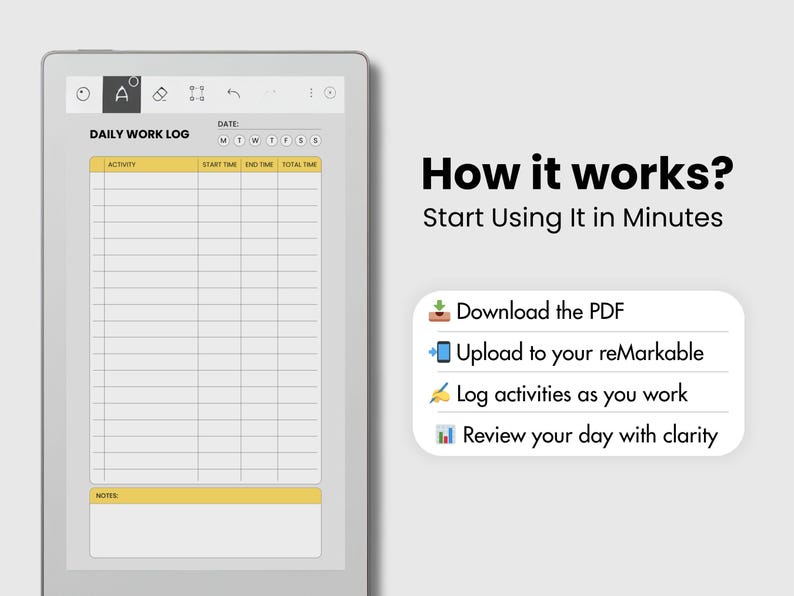 Work Log Template for Remarkable Move, Work Time Log, Hours Worked ...