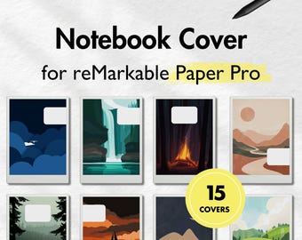 Notebook Cover for reMarkable Paper Pro, Landscape Cover Bundle for reMarkable, Notebook for remarkable, Templates for reMarkable, Notepad