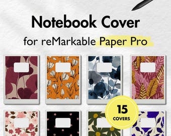 Notebook Cover for reMarkable Paper Pro, Floral Cover Bundle for reMarkable, Notebook for remarkable, Templates for reMarkable, Notepad