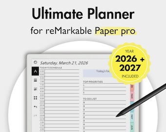Ultimate Planner for reMarkable Paper Pro, Templates for reMarkable, Daily Planner Weekly Monthly, Goal setting, Tracker Productivity