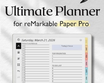 Planner for reMarkable Paper Pro, 2026 Planner for reMarkable, Templates for reMarkable, To Do, Calendar, Notes, Finances, Project, Agenda