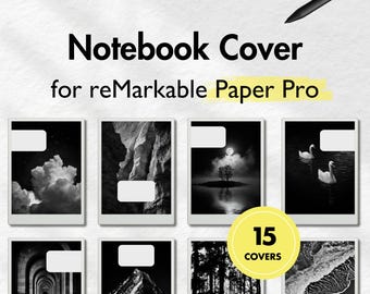 Notebook Cover for reMarkable Paper Pro, Monochrome Cover Bundle for reMarkable, Notebook for remarkable, Templates for reMarkable, Notepad