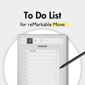 To Do List Template for reMarkable Move, Templates For Remarkable, Daily To Do List Daily Checklist Template Task Tracker Daily Planner
