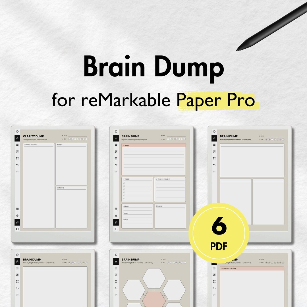 Brain Dump Template for Remarkable Paper Pro, Brain Dump Digital ...
