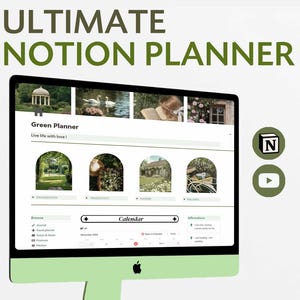 Notion Livsplanerare, Notion Mallar, Notion Allt-i-ett Planerare, Ultimat Notion Planerare, Notion Instrumentpanel, Notion Estetik, Grönt Tema