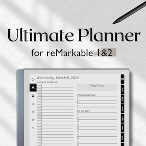 Daily Planner for reMarkable 2, 2026 Planner for reMarkable, Templates for reMarkable, Ultimate Planner, To Do, Calendar, Finances, Project