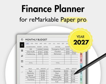 Finance Planner for reMarkable Paper Pro, Budget Tracker for reMarkable, Finance Tracker, Paycheck, Spending Tracker, Expense Tracker,Saving