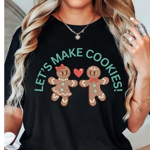 T-Shirt für die Feiertage Cookie Back Kurzarm T-Shirt Weihnachten Shirt, Urlaub Shirt Wunschliste Geschenk für sie Kekse machen