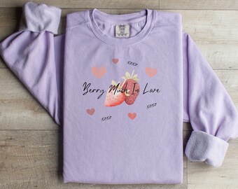 Comfort Colors Sweatshirt Alla hjärtans dag-tröja, Trendig sweatshirt för kvinnor, Rolig kärlekspresent till henne