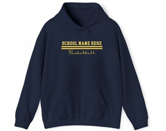 Basketball Hooded Sweatshirt with Custom School and Name hoodie for Game Day gift for sports fan