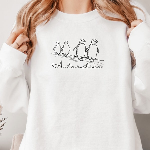 Penguin Antarctica Sweatshirt, Antarctica Penguin Family Sweatshirt, Comic Penguin Shirt, Multiple Penguins Sweater, Animal Shirt