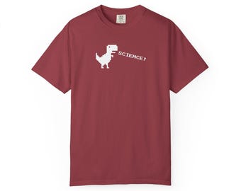 T-Rex Science Shirt | Retro Pixel Dinosaur Tee | Funny Science Teacher Gift | Comfort Colors Garment Dyed | Graphic Tee | Chili