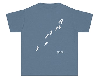 Minimal Wolf Pack Kids T-Shirt | Comfort Colors | Blue Jean