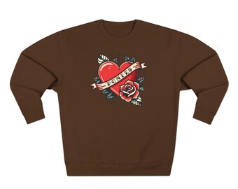 I Heart Ponies | Crewneck | Year of the Fire Horse | Vintage Tattoo Style | Chestnut (like a pony)