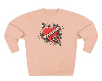 I Heart Ponies | Crewneck | Year of the Fire Horse | Vintage Tattoo Style | Pale Pink